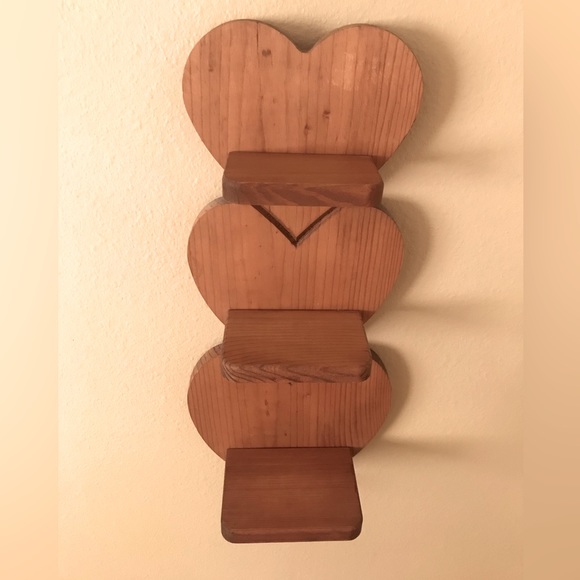 Vintage Farmhouse Heart Shaped Wood Shelf Wall Decorative DIY - Picture 1 of 4